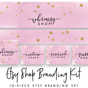 Etsy Shop Set, Etsy Banner, Celestial Logo, Branding Kit, Etsy Branding Package, Glitter Etsy Set, Etsy Shop Banner, Etsy Shop Icon, Girly