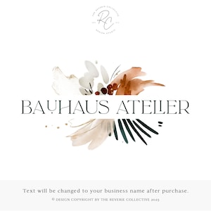 Abstract Watercolor Logo Design, Modern Artistic Branding, Bohemian Studio Watermark, Boho Luxury Fashion Brand, Earthy Neutral Boutique