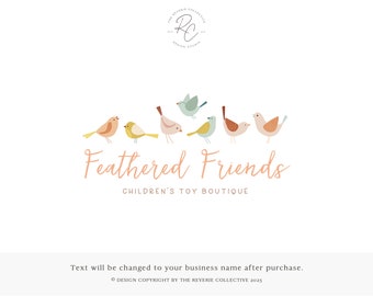 Whimsical Bird Boutique Logo, Pastel Children’s Toy Shop Branding, Cute Feathered Nursery Brand, Playful Baby Marketing Design