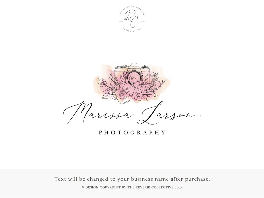 Watercolor Logo, Modern Camera Logo, Photography Logo, Floral Logo ...