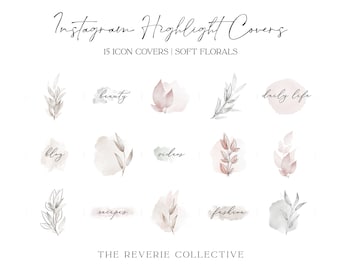 16 Soft Watercolor Botanical Instagram Covers, Instagram Story Highlight Icons, iOS App Icons, iPhone Widgets, Instagram Highlights