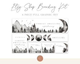 Rustic Moon Etsy Shop Branding Kit: Woodland Forest Design (Digital Files)