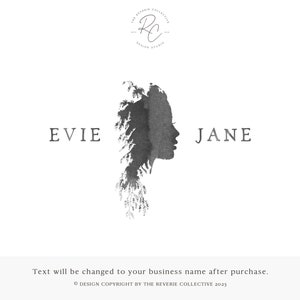 May include: A black and white watercolor illustration of a woman's face with a leafy design. The text "EVIE JANE" is below the illustration. The text "DESIGN COPYRIGHT BY THE REVERIE COLLECTIVE 2023" is at the bottom of the image.