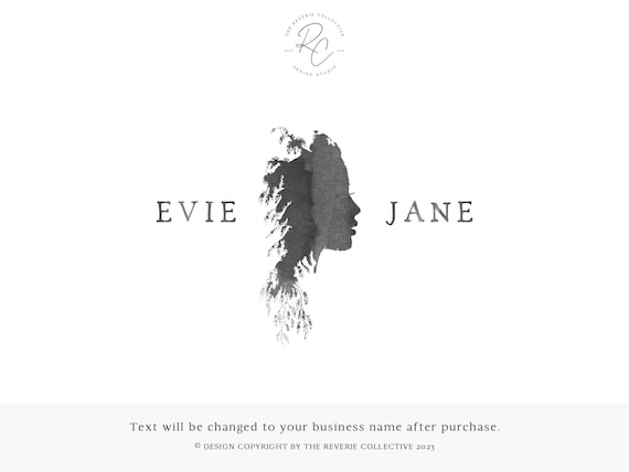 Watercolor Woman Silhouette Logo, Premade Feminine Branding Design, Boho Nature Forest Boutique Photography Salon Marketing Kit
