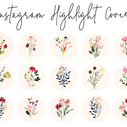 15 Wildflower Botanical Watercolor Instagram Covers Instagram - Etsy