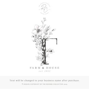 Farmhouse Logo, Rustic Logo, Boutique Logo, Photography Logo, Nature Logo, Botanical Logo, Art Logo, Premade Logo Design