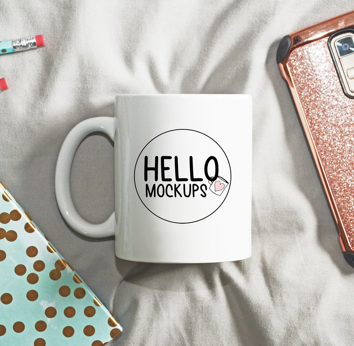 Coffee Mug Mockup 11oz White Ceramic Flatlay Bedroom Etsy