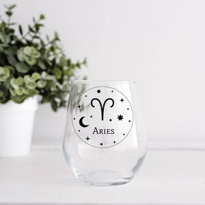 Aries Wine Glass | Zodiac Wine Glass | Constellation | Astrology Gift | Gift for Her | Birthday Gift