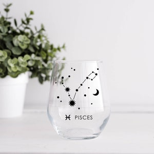Pisces Wine Glass | Constellations | Star Sign Gifts | Astrology Gifts | Zodiac Sign