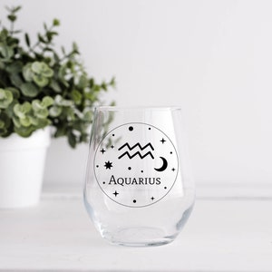 Aquarius Wine Glass | Zodiac Wine Glass | Constellation | Astrology Gift | Gift for Her | Birthday Gift