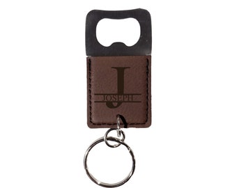 Personalized Gift for Him|Personalized Engraved Leather Bottle Opener Keychain, Wedding Gift, Wedding Favors, Groomsman Gift, Keyring,