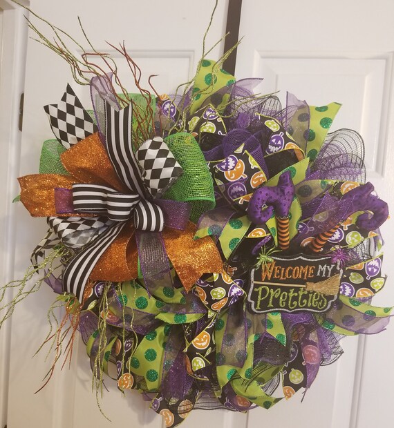 Halloween Wreath Witch Wreath Front Door Wreath Fall Wreath Halloween Decor Halloween Door Decor Whimsical Wreath Witch Door Decor