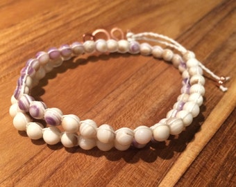 Swirl & White Wampum Choker Necklace / Double Wrap Bracelet