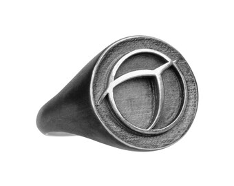 IPU signet ring, oxidized Sterling Silver