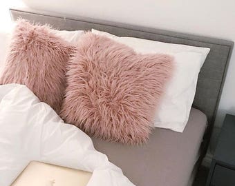 nude pink dark blush mongolian faux fur double sided supersoft scatter cushion pillow 45cmx45cm bedroom couch sofa lounge nursery - Mongolian Faux Fur Pillow nude pink dark blush mongolian faux fur double sided supersoft scatter cushion pillow 45cmx45cm bedroom couch sofa lounge nursery - Mongolian Faux Fur Pillow