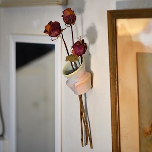 Wall Sconce for bouquet/ dried flowers (Small hanging, handmade ceramic vase, unique gift, preserve moments, wedding, anniversary)