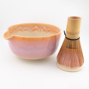 Matcha Bowl with matching Whisk Holder , 5" Bowl | Handmade Ceramic, sipping, chawan, mixing, cereal, soup, kit, tea gift, pour