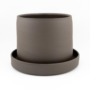Maceta de mesa de cerámica sin esmaltar hecha a mano para interiores con drenaje, 6,35-10,16-14 cm / Opción de riego inferior, arcilla cruda, para exteriores, gres marrón