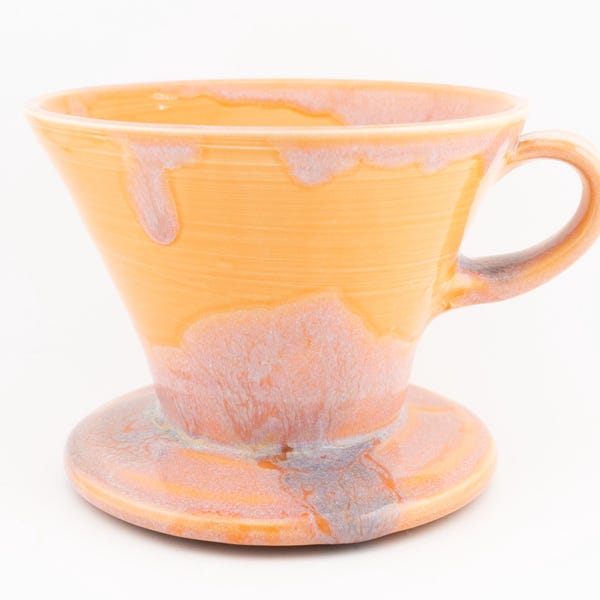 V60 Coffee Pour Over in Drippy Sunrise Glaze - 03 filter (Ready to Ship, handmade ceramic brewer, chemex, hario, cone drip)