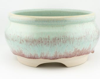 Maceta de mesa de cerámica hecha a mano de 15-20 cm para bonsáis / Maceta de semiporcelana con drenaje