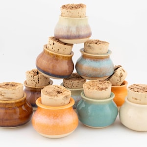 Mini Corked Jar | Random and Ready to ship, handmade ceramic, mystery, random color, cauldron, basket, mini gift, stash, apothecary, for you