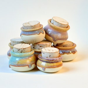 Individual and Wholesale Mini Jar! (handmade ceramic corked or uncorked jars, cauldron, basket, handle, mini gift, bulk, resale)