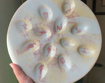 Deviled Egg Platter - ( Handmade Ceramic, egg dish, plate, tray, 12 slots )