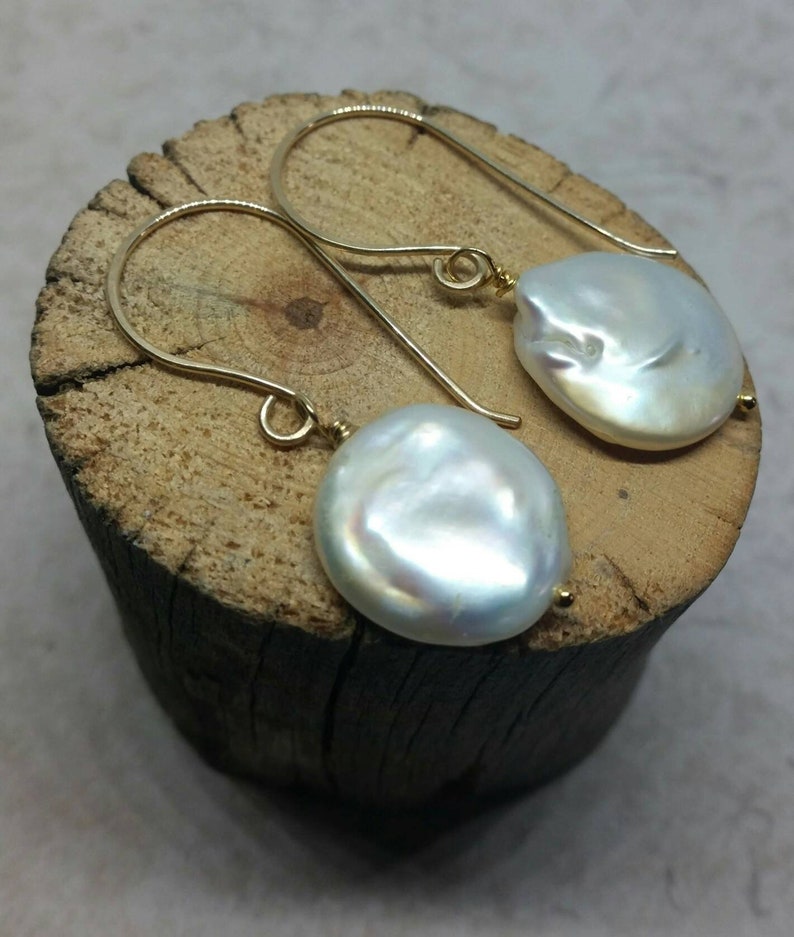 Pearl earrings,gold and pearl earrings,gold earrings,coin pearls,wedding jewellery,pearl dangle earrings,gold dangle earrings,june birthday