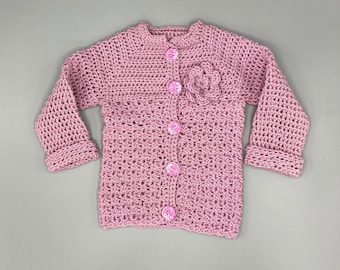 Crochet Baby Girl Sweater, Pink Newborn outfit, Baby Jacket, Girl vest, Baby shower gift