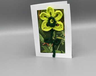 Birthday card, Card for Mom, Handmade flower card, crochet flower
