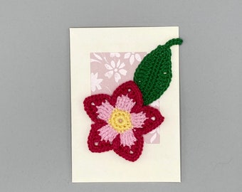 Spring card, Handmade flower card, crochet flower