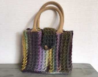 Kleine Handtas met korte handvatten, Stevig Gehaakte Handtas, Handtas met rits