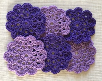 Gehaakte onderzetter set, Zes gehaakte Kleedjes, Moederdag cadeau, Handgehaakte Kleedjes, Coasters