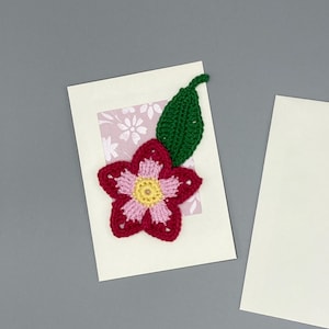 Birthday card , Handmade flower card, crochet flower