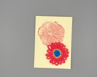 Birthday card, Card for Mom, Handmade flower card, crochet flower