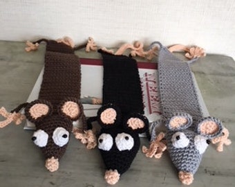 Crochet Bookmark, Grappige Handgemaakte Boekenlegger, , Gehaakte Boekenlegger,  boekenlegger, cadeau voor muizenliefhebber. Gift for Kids