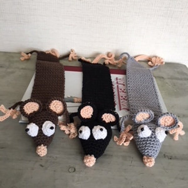 Crochet Bookmark, Funny bookmark, Handmade cute Bookmark, Crochet Rat, Crochet Mouse