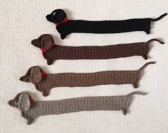 Dachshund bookmark, Crochet bookmarker, Gehaakte teckel Boekenlegger, Gehaakte Boekenlegger, Teckel boekenlegger,Grappige boekenlegger,