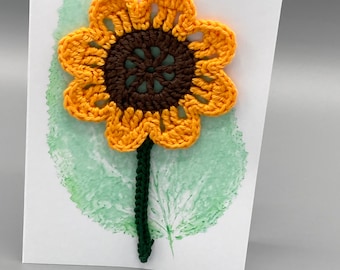 Birthday card, Card for Mom, Handmade flower card, crochet flower