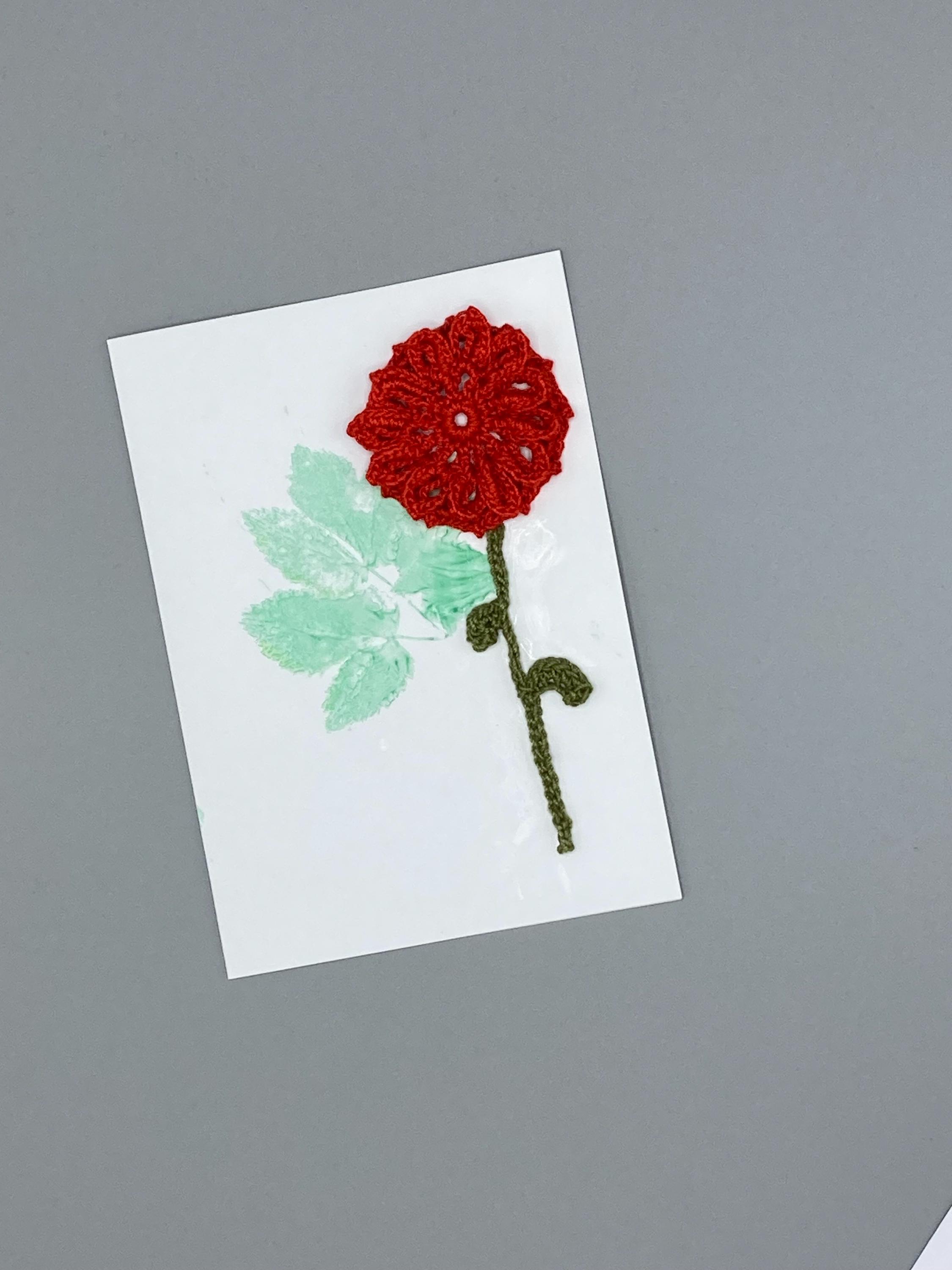 Birthday card , Handmade flower card, crochet flower