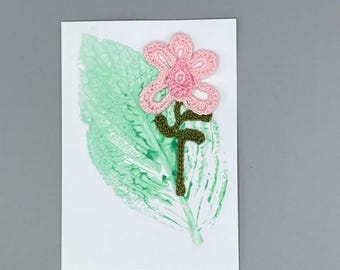 Birthday card , Handmade flower card, crochet flower