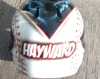 Airbrushed Baseball Helmet: Personalized Lightning Design