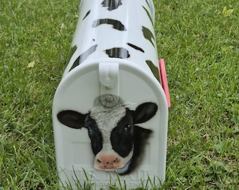 Cow Mailbox: Farmhouse Decor, Custom mailbox, painted cow, cow decor