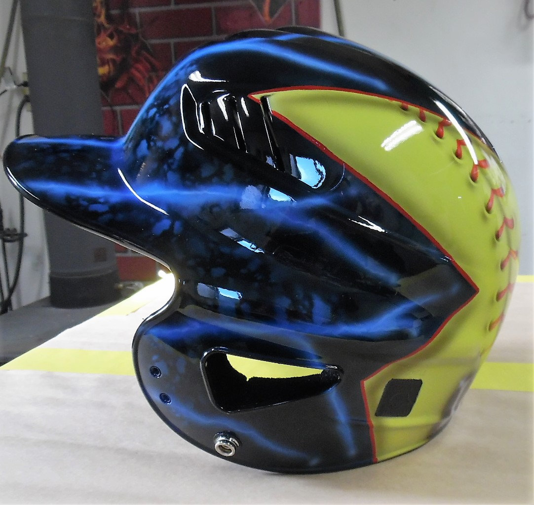 Casco de bateo de sóftbol aerografiado: diseño de rayo personalizado - Etsy  México, image size:1082x1024