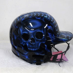 Airbrushed Batting Helmet: Personalized Skull Design