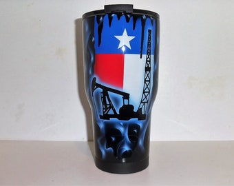 Texas flag oilfield Yeti, Texas flag oilfield Rtic, Texas oilfield worker gift