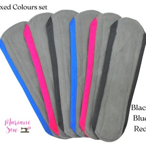6 pads Set - Reusable Cloth menstrual sanitary pads towels shorter wings - You Choose your size combination Light/Regular/Heavy flow