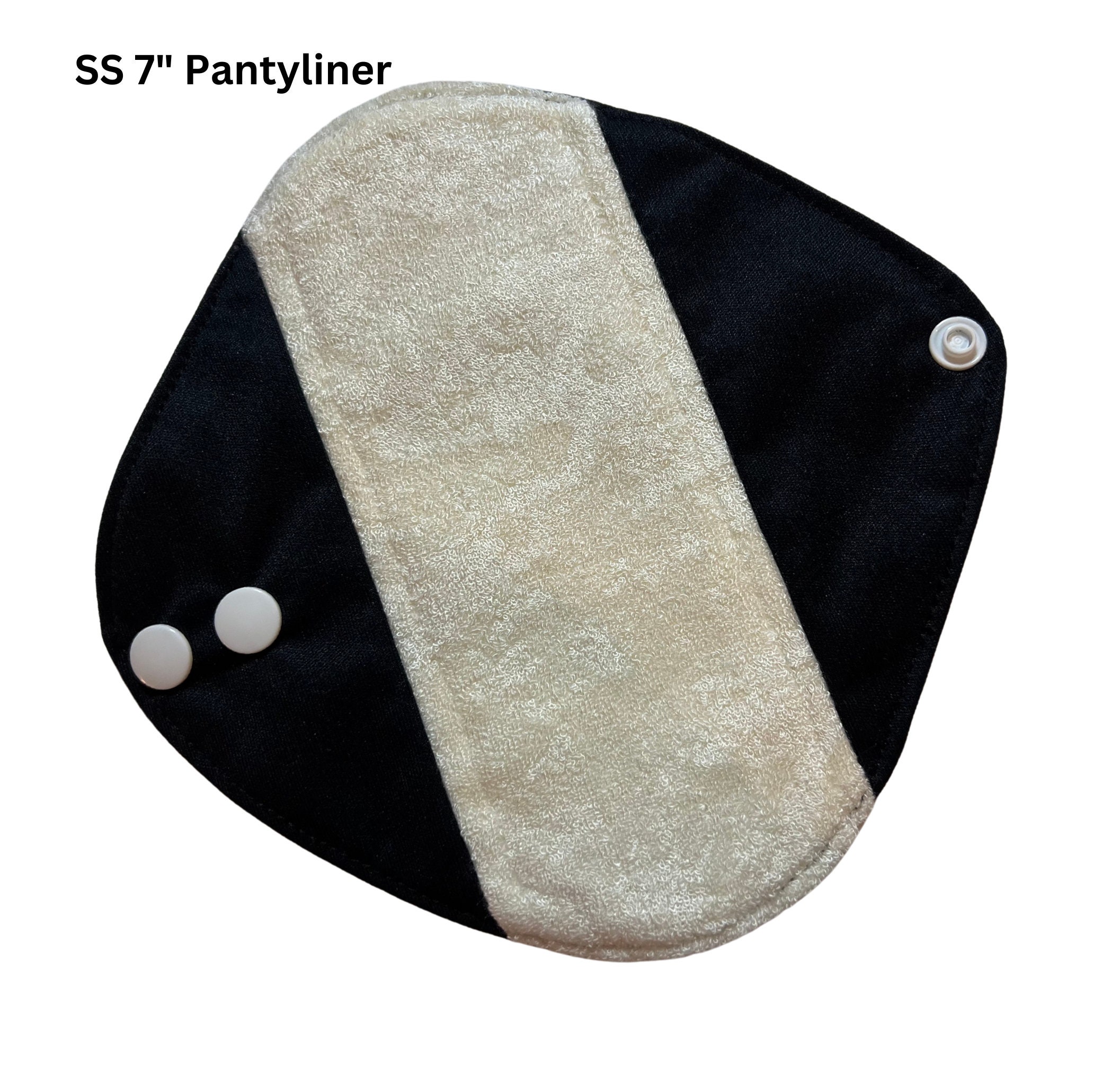 3 Pantyliners Set 7" SS- Black Reusable cloth menstrual sanitary panty liner | Organic Bamboo Cotton | Gift for her