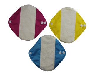 3 Pantyliners Set 7&quot; SS- Reusable cloth menstrual sanitary panty liner | Bamboo Cotton | Eco friendly and zero waste - Gift for her
