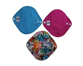 3 Pantyliners Set 7&quot; SS- Reusable cloth menstrual sanitary panty liner | Bamboo Cotton | Eco friendly and zero waste - Gift for her